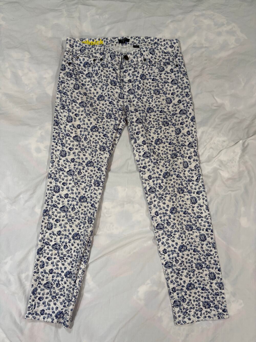 J. Crew Toothpick Blue & White Floral Print Size 29